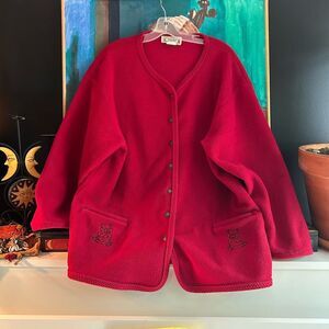 Vintage Y2K Transit Red Women's Cardigan Sweater Size L